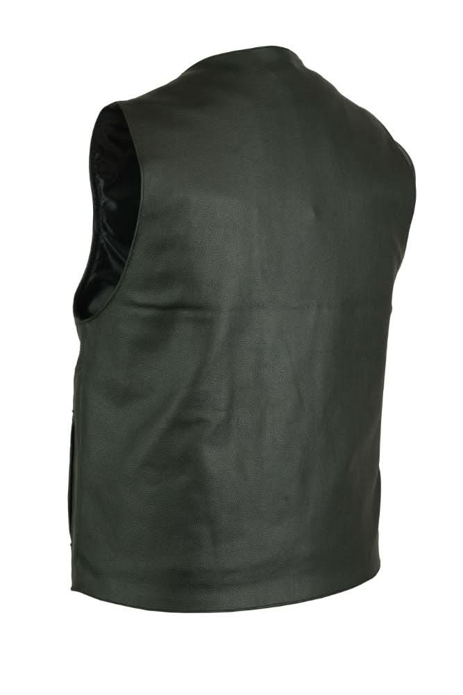Men's Milled Single Back Panel Leather Vest - Black