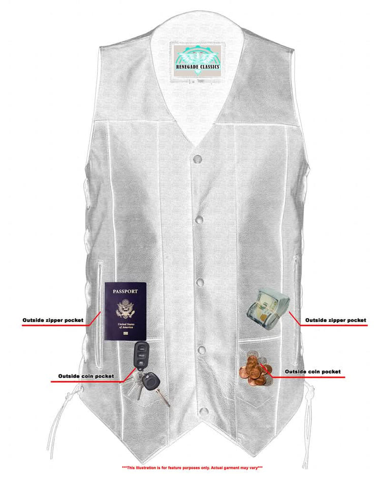 Men's Ten Pocket Utility Black Vest - TALL