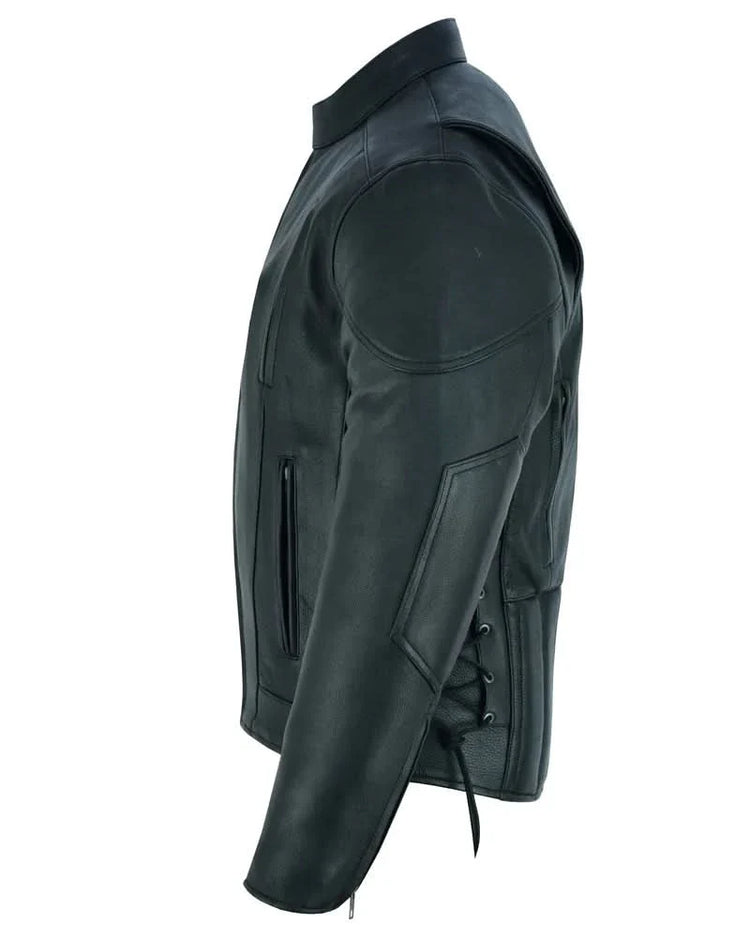 Men's Premium Vented Motorcycle Jacket – Side Laces