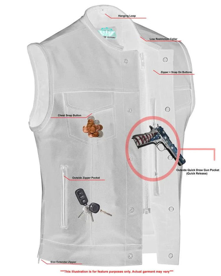 Eclipse Black Motorcycle Vest - Hidden Smart Access Pockets & Durable Lining