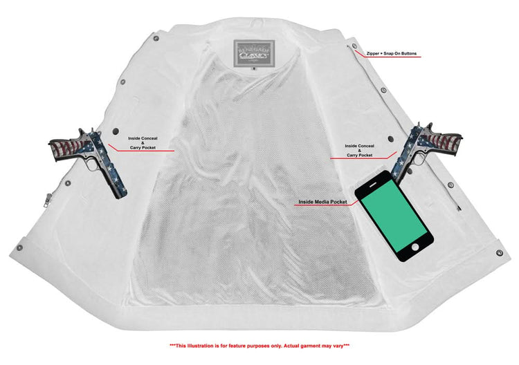 Weston Black Men's Denim Motorcycle Vest – Single Panel Back