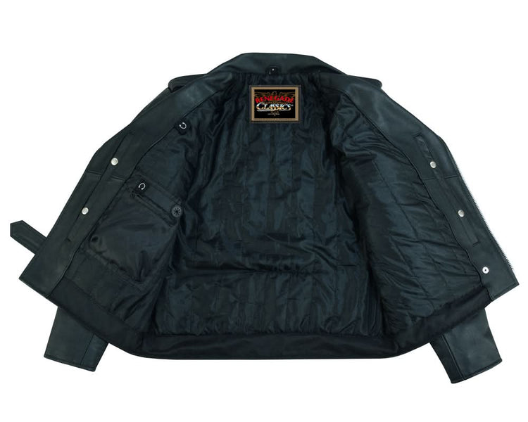 Super Arnold Men's Black Leather Jacket – Retro Design