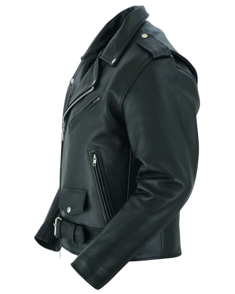 Super Arnold Men's Black Leather Jacket – Retro Design
