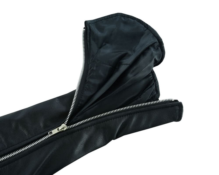 Women's Black Thigh High Leather Side Lace Leggings