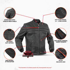Full Hand Black Leather Motorcycle Jacket