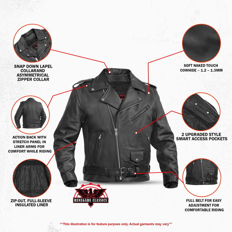 Men's Premium Classic Plain Side Police Style Jacket - Black