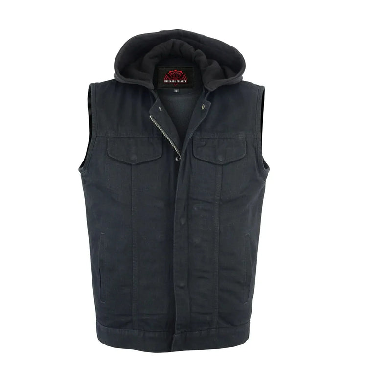 Men's Black Denim Single Back Panel Concealment Vest w/Rem