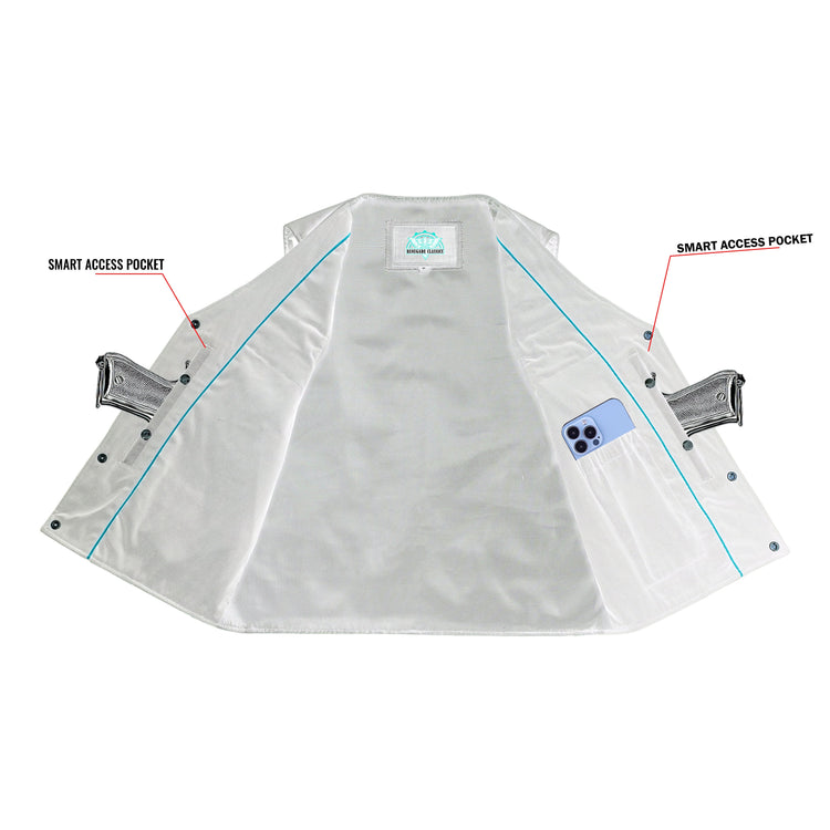 Buffalo Nickel Black Leather Vest for Men - Customizable Back & Satin Liner