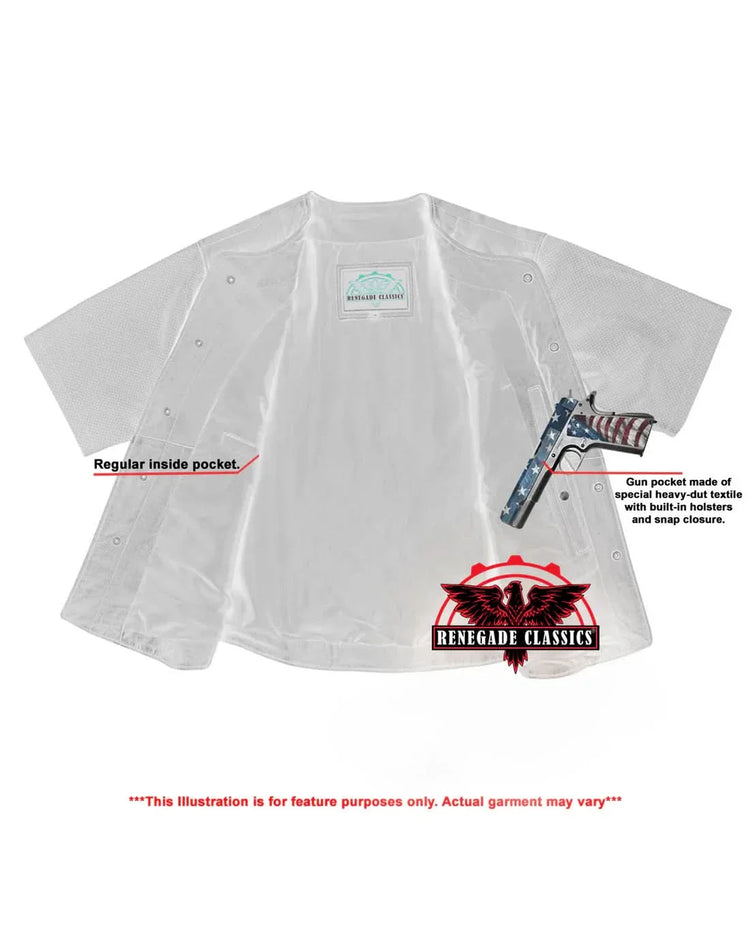 Men's  Leather Baseball Motorcycle Shirt - Black