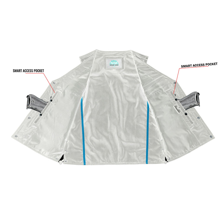 Men's Black Leather Vest with Side Laces and Smart Access Pockets