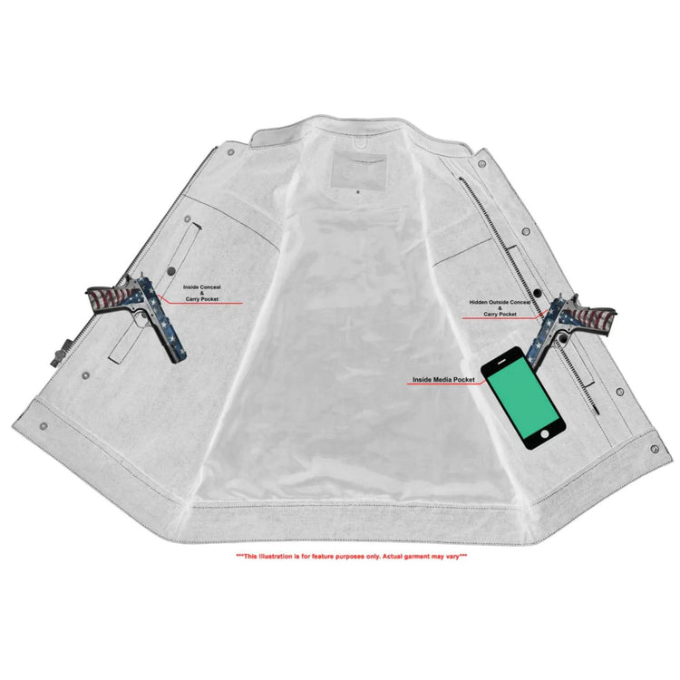 Men's Black Leather Motorcycle Vest with Upgraded Style