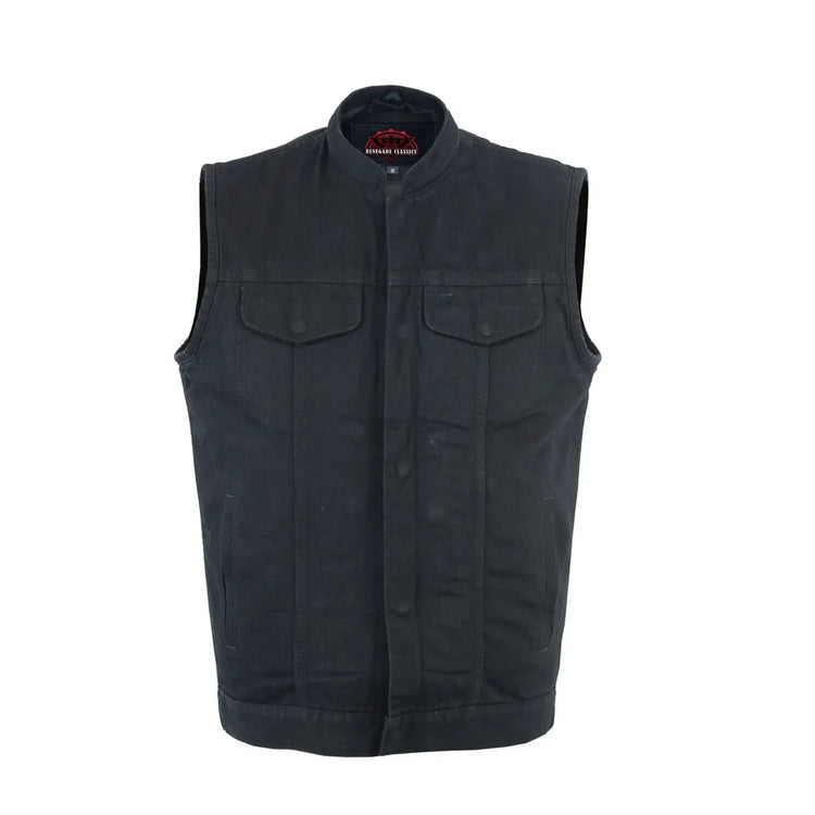 Men's Black Denim Single Back Panel Concealment Vest w/Rem
