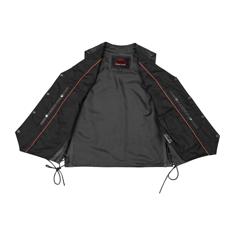 Men's Traditional Leather side lacing Vest - Black