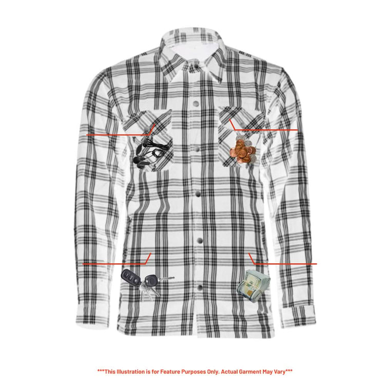 Checkered Men's Armored Black and White Flannel Shirt