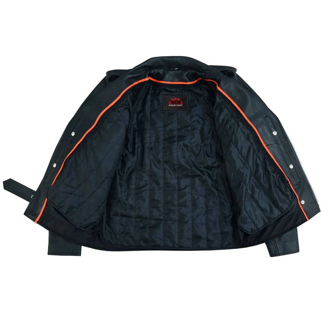 Men's Classic Plain Side Police Style M/C Jacket - TALL