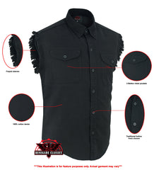 Men's Black Lightweight Sleeveless Denim Shirt