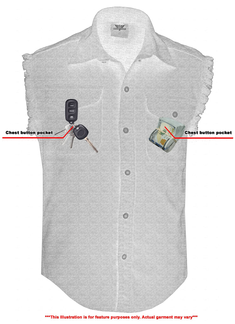 Men's Black Lightweight Sleeveless Denim Shirt