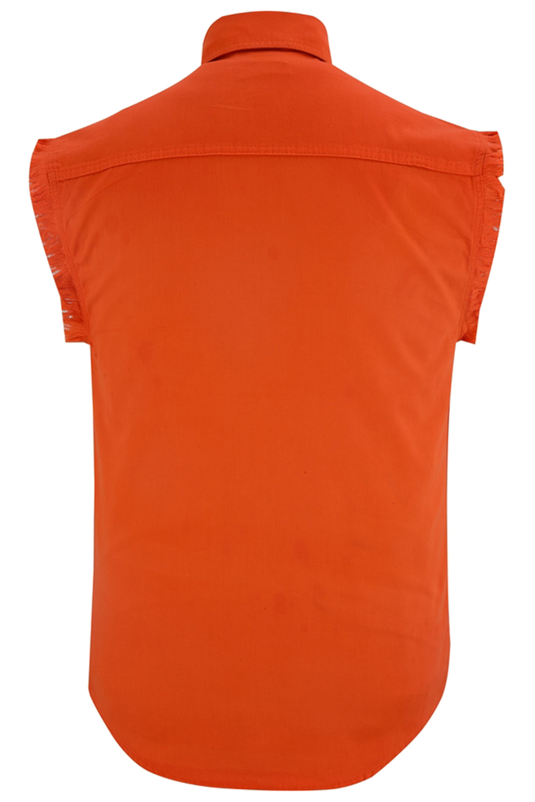 Men's Orange Lightweight Sleeveless Denim Shirt