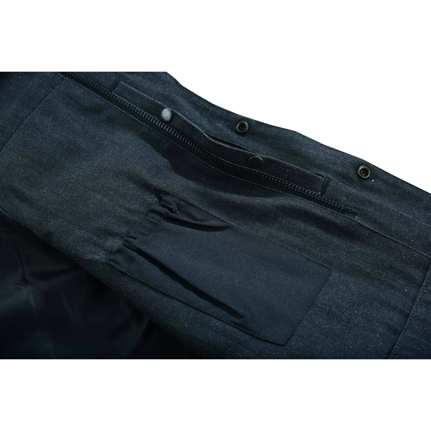 Men's Leather-Denim Combo Motorcycle  Vest - No Collar