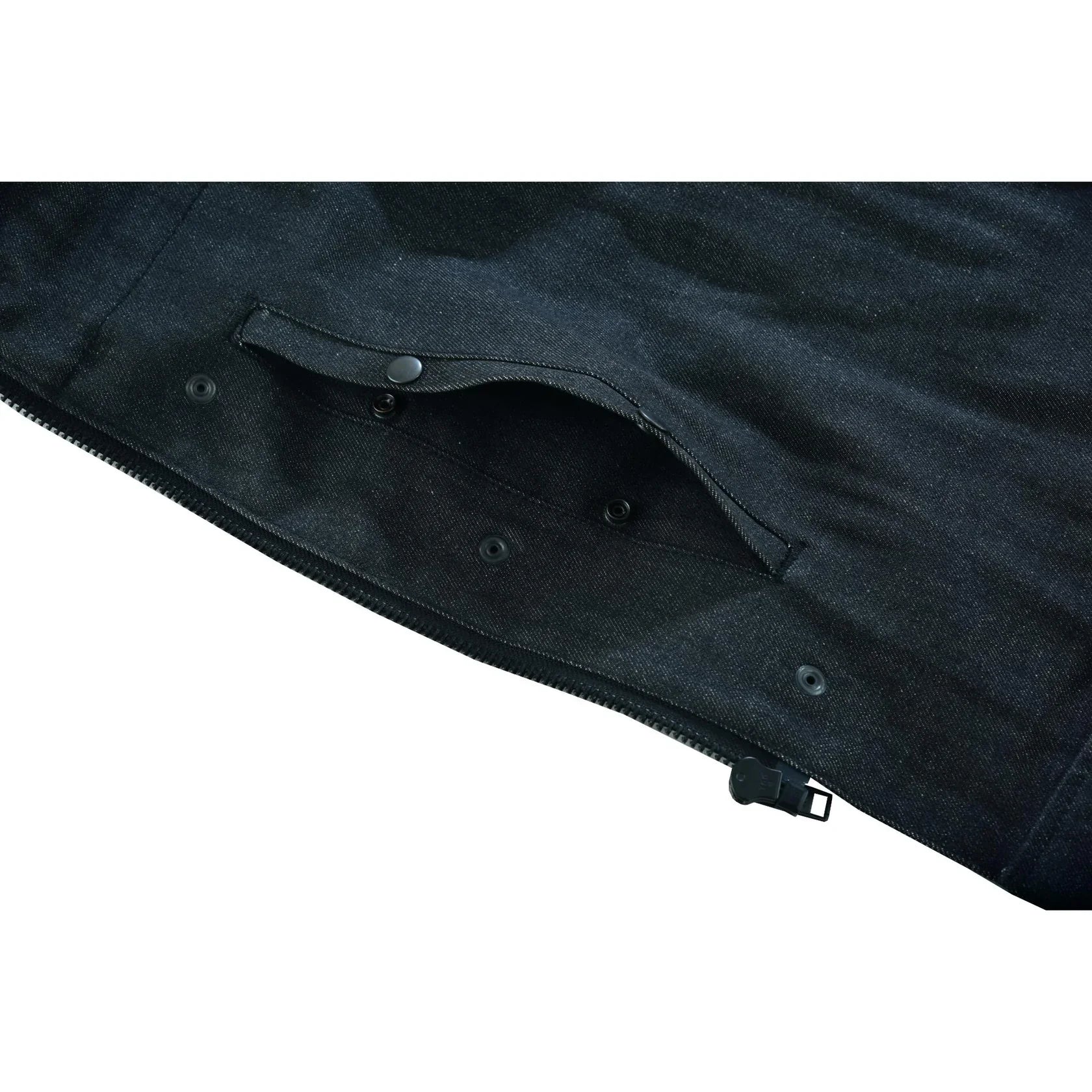 Men's Leather-Denim Combo Motorcycle  Vest - No Collar