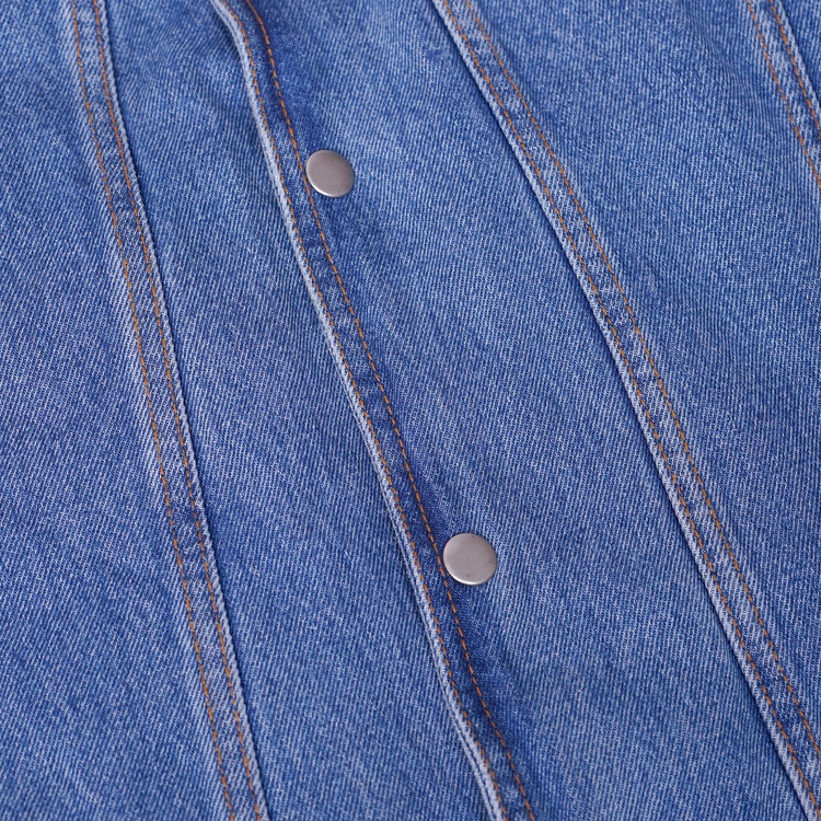 Men's Blue Denim Motorcycle Vest with Lace & Pockets