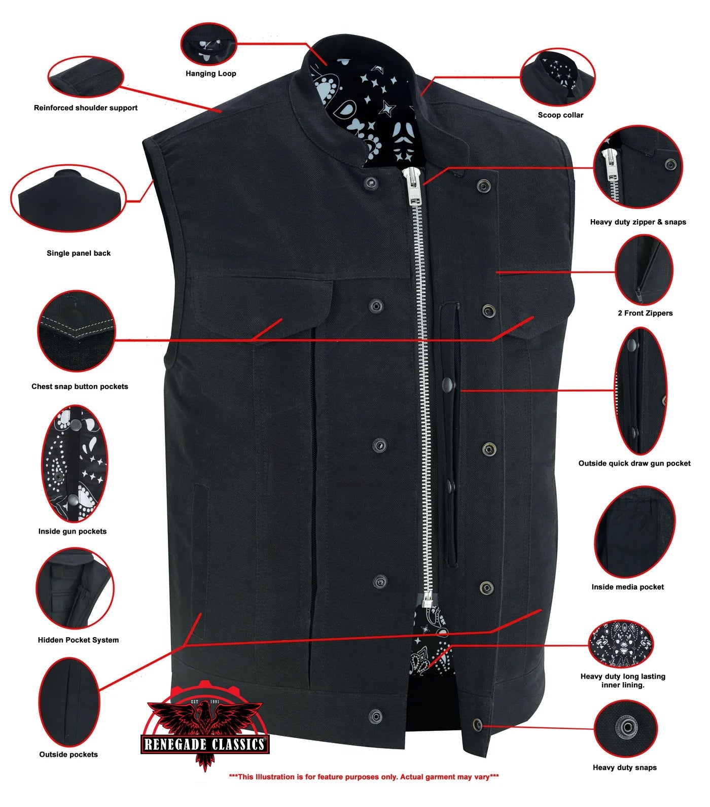 Men's Modern Utility Style Canvas Vest