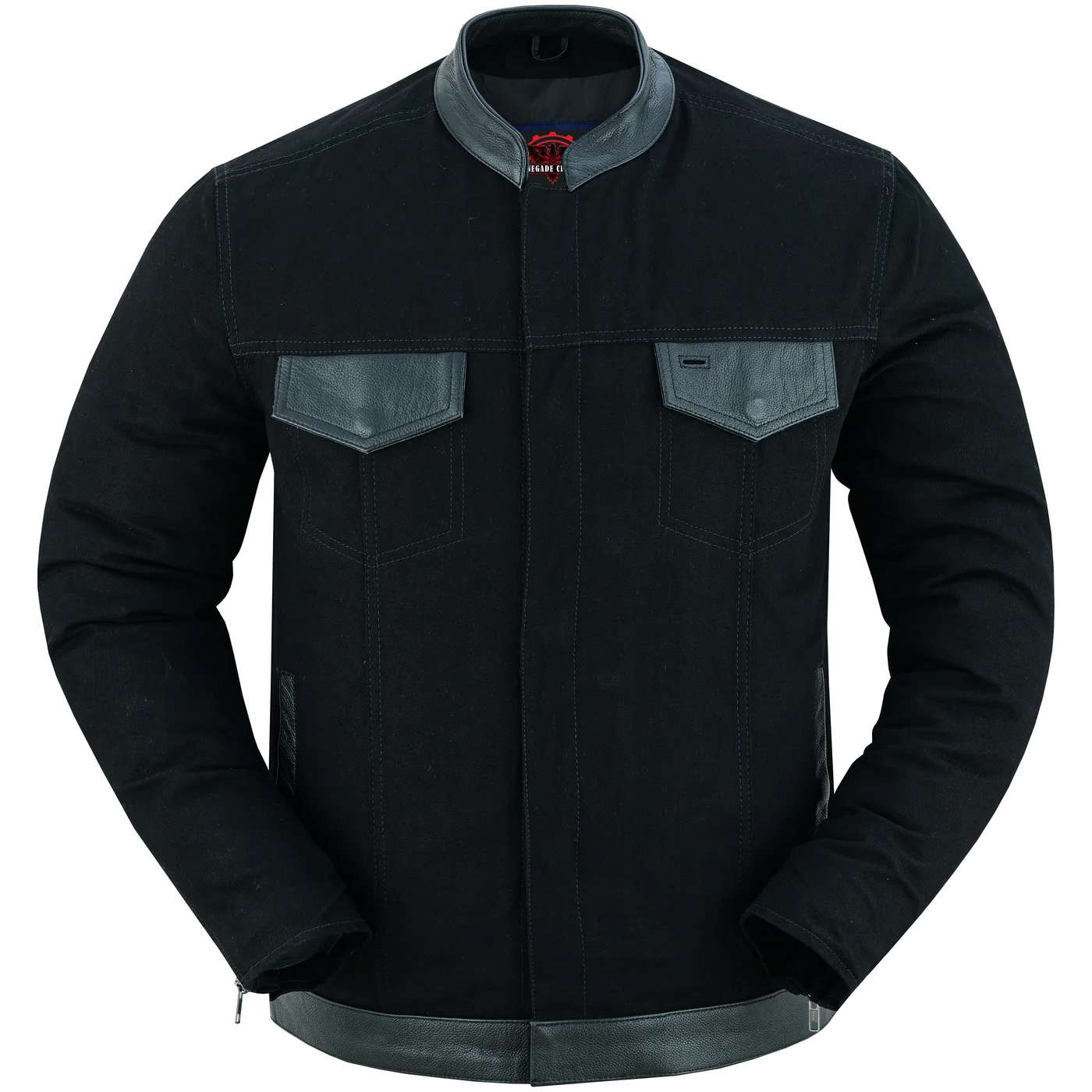 Men's Full Cut Denim Jacket – Leather Trim & Hidden Pockets