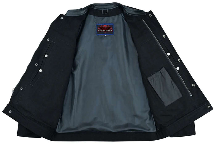 Men's Full Cut Denim Jacket – Leather Trim & Hidden Pockets