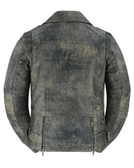 Shen Antique Brown Women's Leather Motorcycle Jacket
