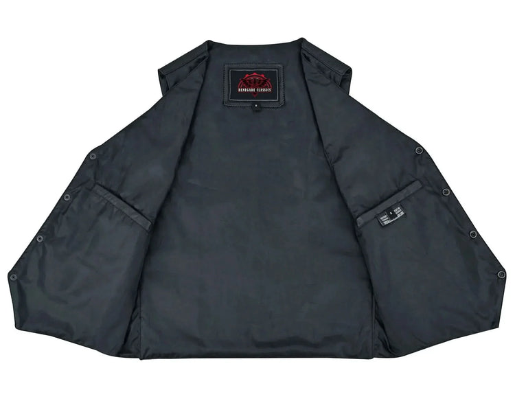 Men's Traditional Light Weight Black Leather Motorcycle Vest