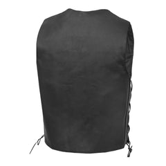 Men's Traditional Leather side lacing Vest - Black