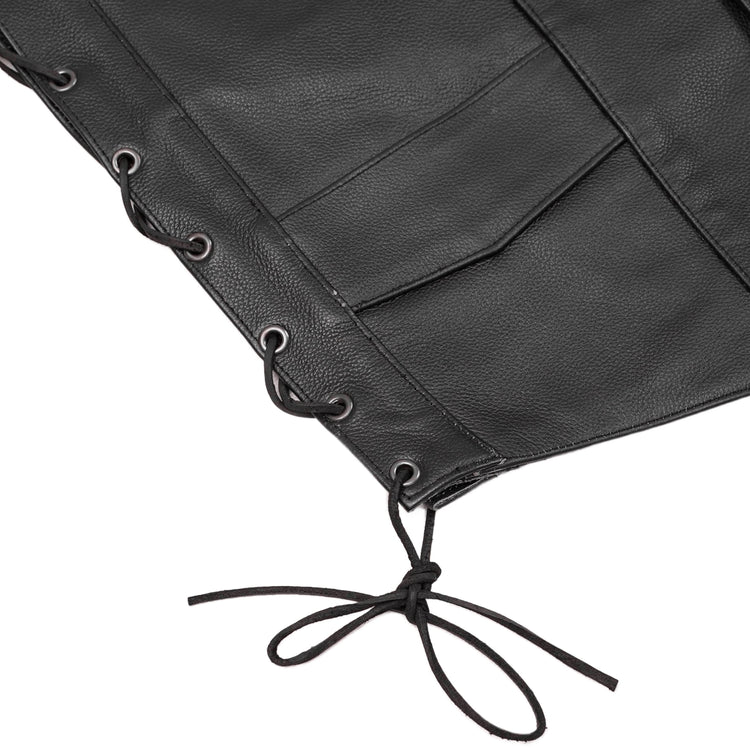 Men's Traditional Leather side lacing Vest - Black