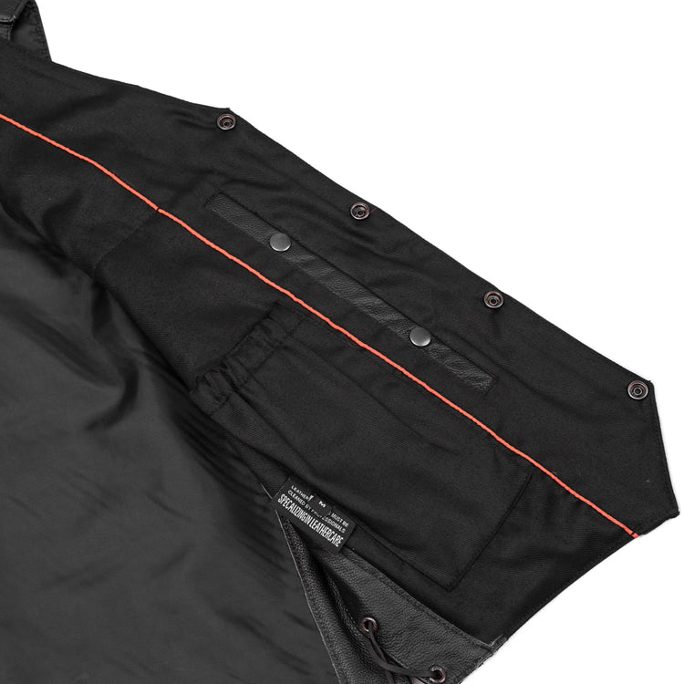 Men's Traditional Leather side lacing Vest - Black