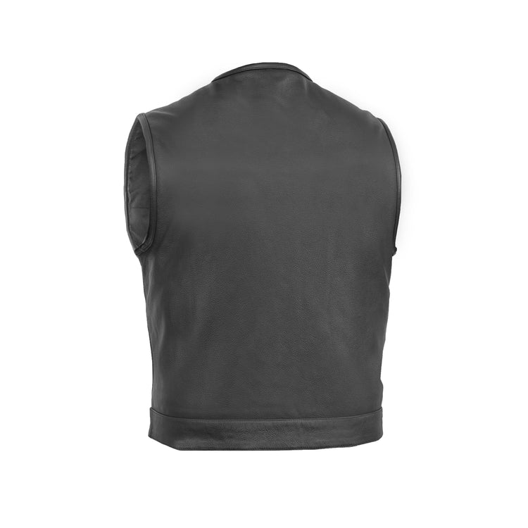 Men's Drop Zone Leather Motorcycle Vest – Black