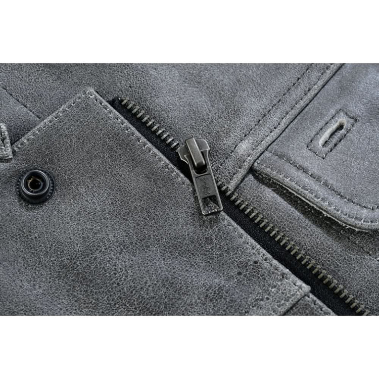 Men's Distressed Gray Cowhide Leather  Motorcycle Vest