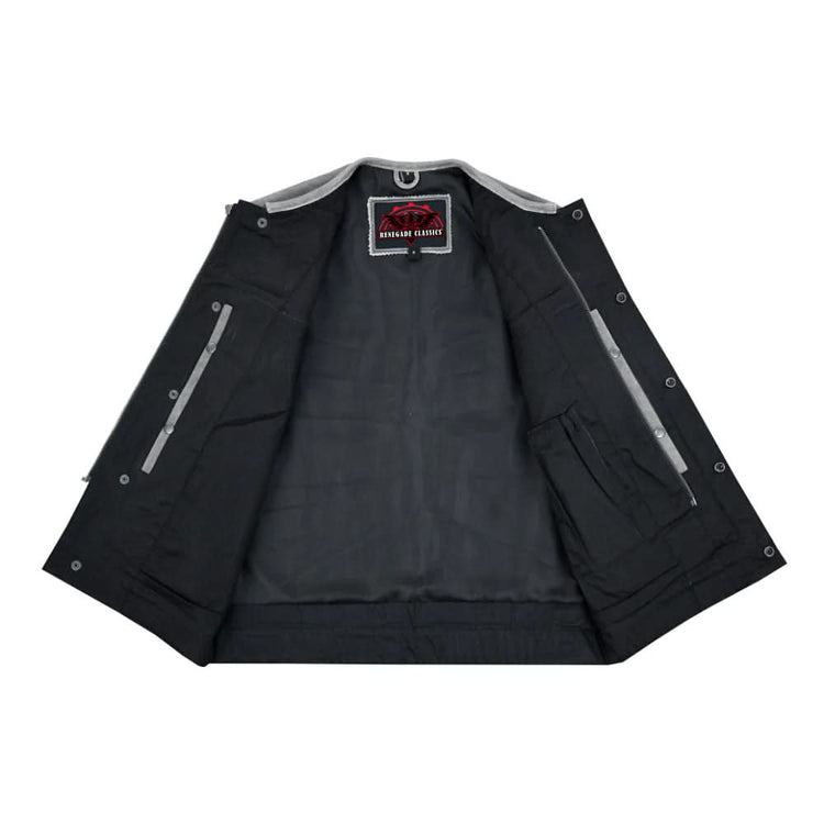 Men's Distressed Gray Cowhide Leather  Motorcycle Vest