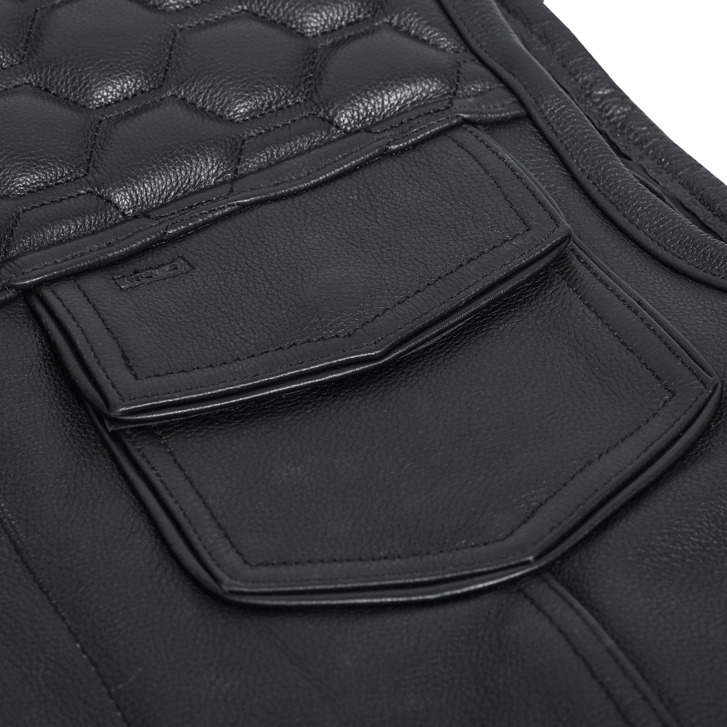 Black Horse Men's Leather Motorcycle Vest