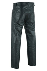 Men's Black Classic 5 Pocket Casual Motorcycle Leather Pants