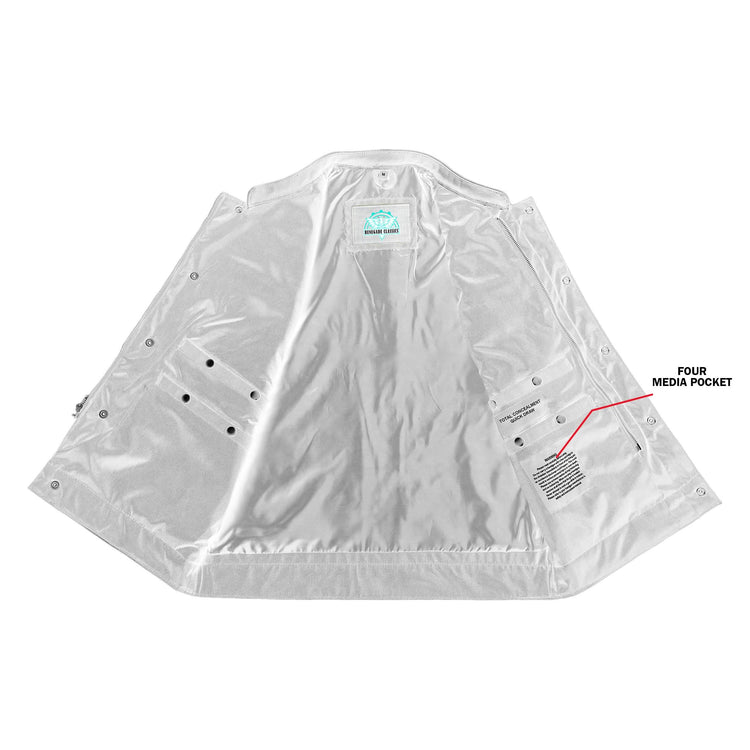 Canvas Material Single Back Panel Concealment Vest W/Leather Tr