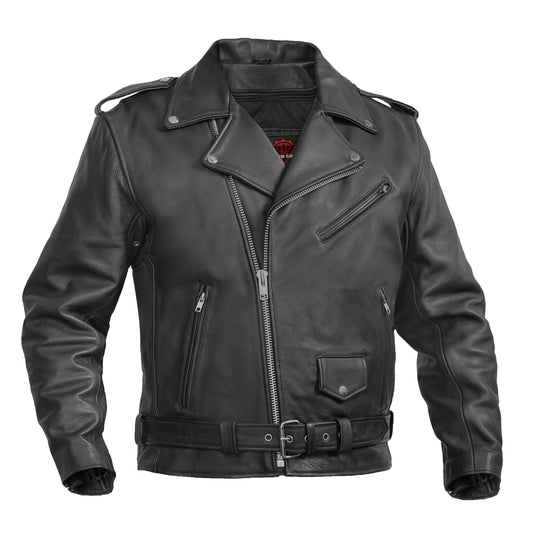 Men's Premium Classic Plain Side Police Style Jacket - Black