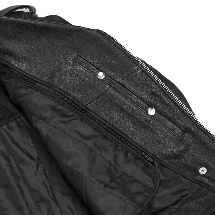 Men's Premium Classic Plain Side Police Style Jacket - Black