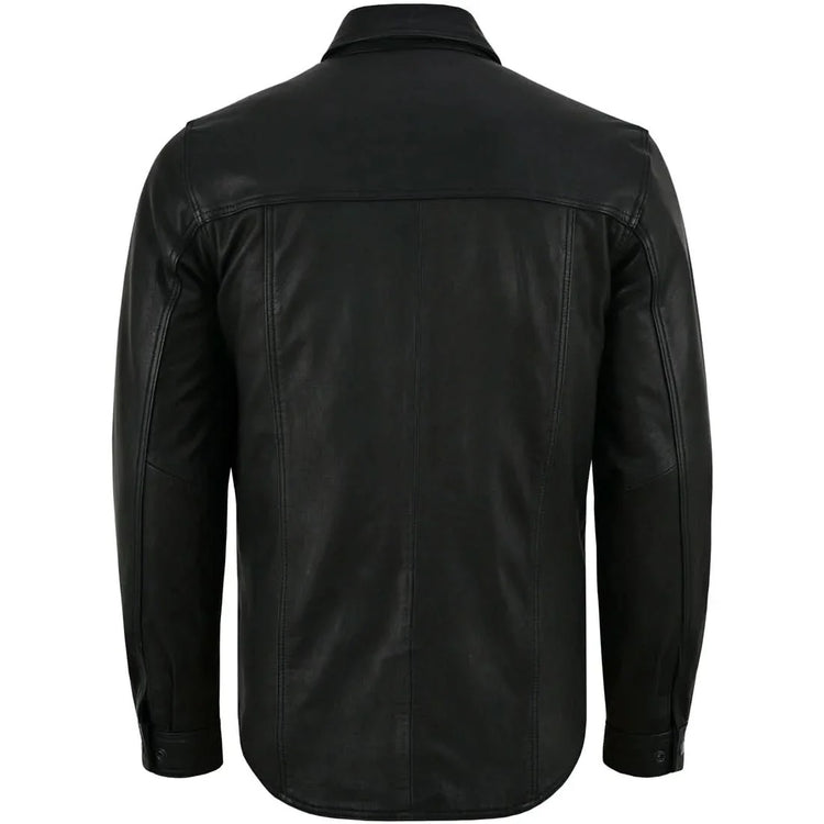 Men's Premium Lightweight Black Leather Shirt