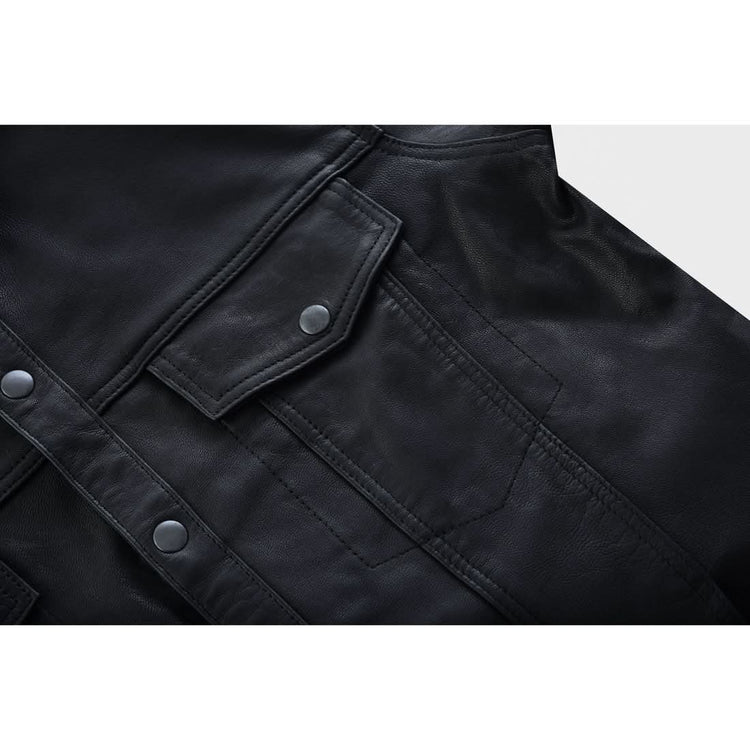 Men's Premium Lightweight Black Leather Shirt