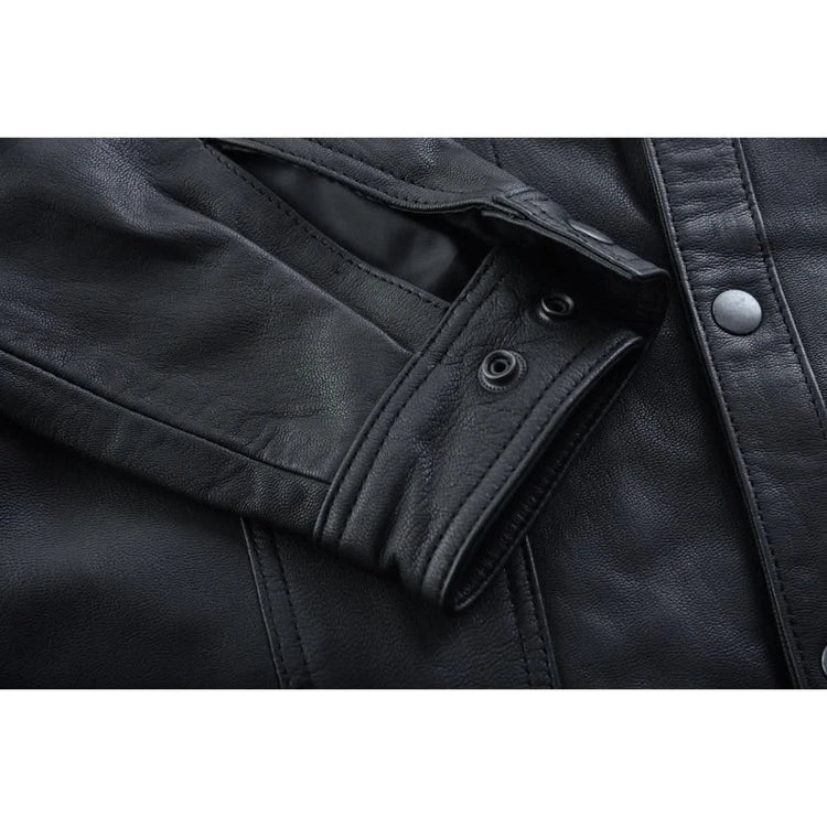 Men's Premium Lightweight Black Leather Shirt