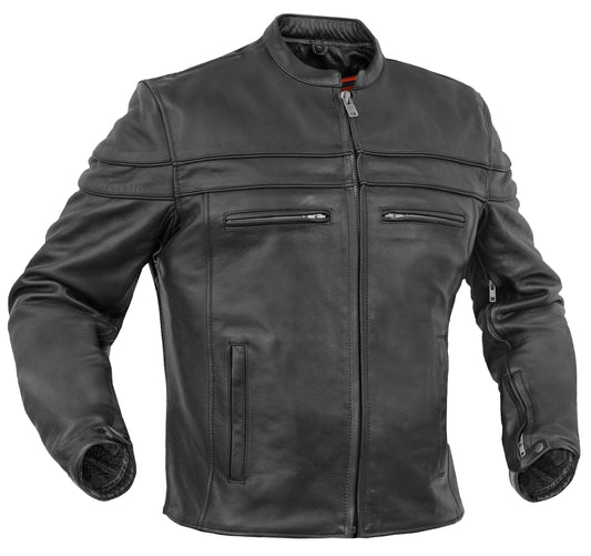 Full Hand Black Leather Motorcycle Jacket