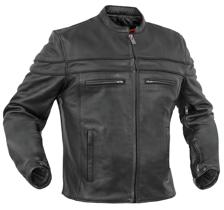 Full Hand Black Leather Motorcycle Jacket
