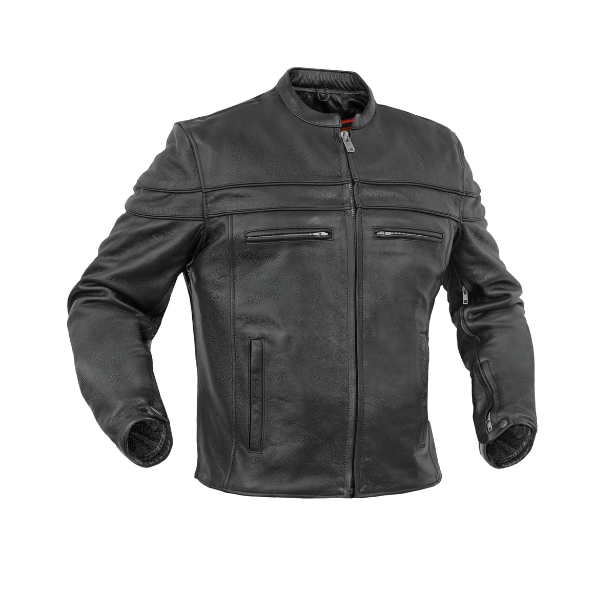 Full Hand Black Leather Motorcycle Jacket