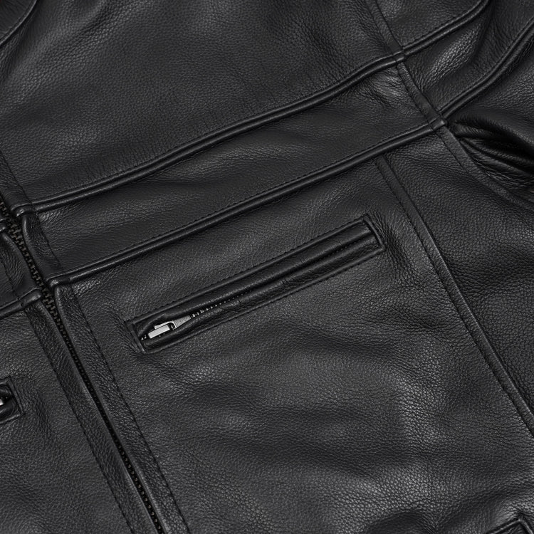 Full Hand Black Leather Motorcycle Jacket