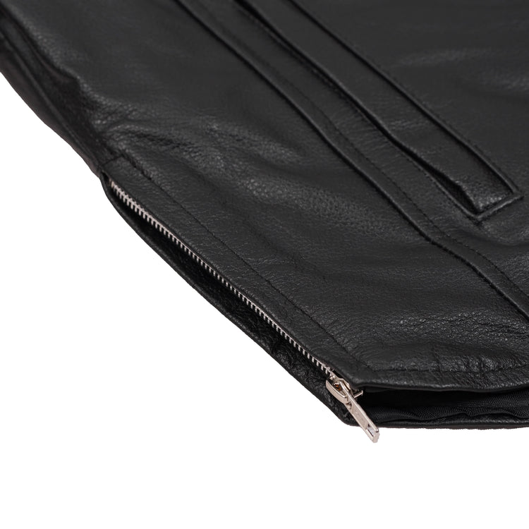 Full Hand Black Leather Motorcycle Jacket