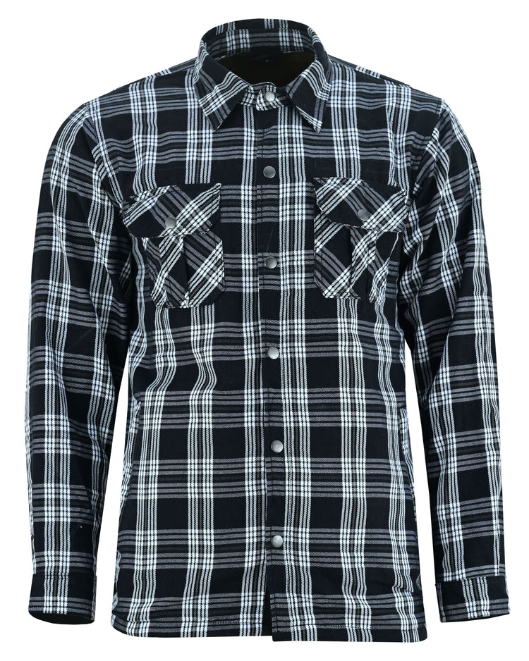 Checkered Men's Armored Black and White Flannel Shirt